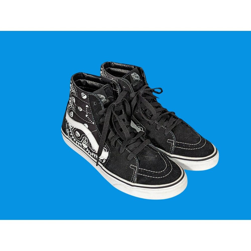 Vans Unisex Hi Top Skull Day o the Dead Sneakers Shoes Black & White M/ 9.5 W/11